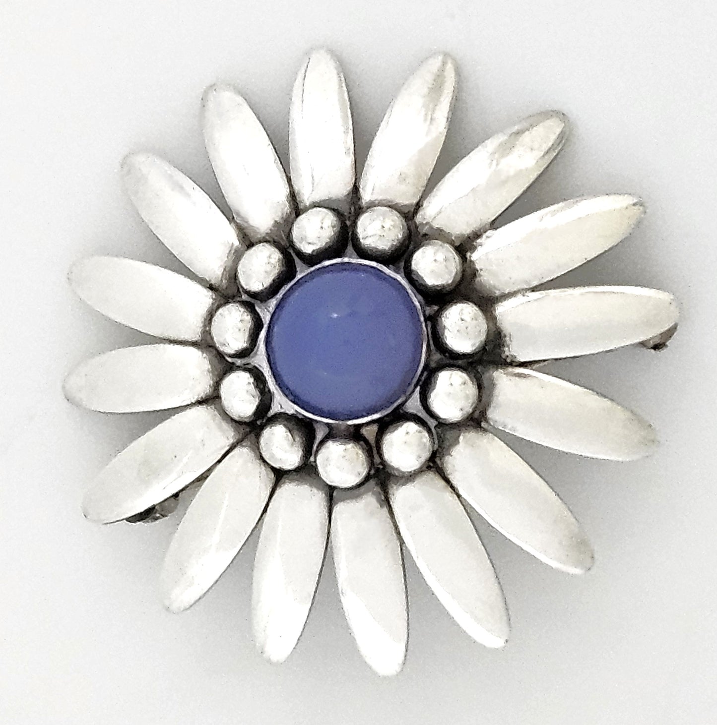 Rare Bjorklund Brdr.B Denmark Sterling Chalcedony 3D Flower Brooch C. 1960s