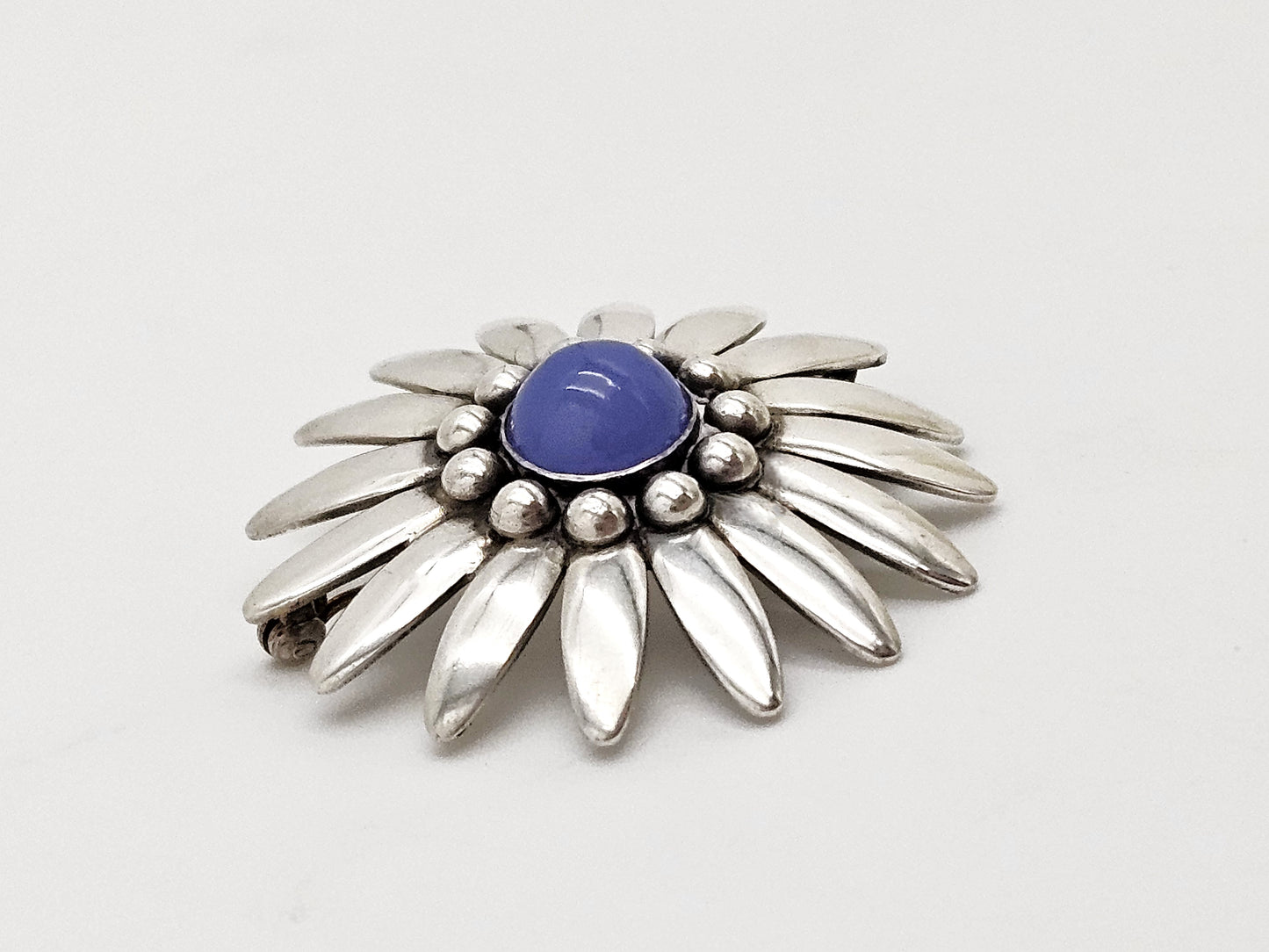 Rare Bjorklund Brdr.B Denmark Sterling Chalcedony 3D Flower Brooch C. 1960s