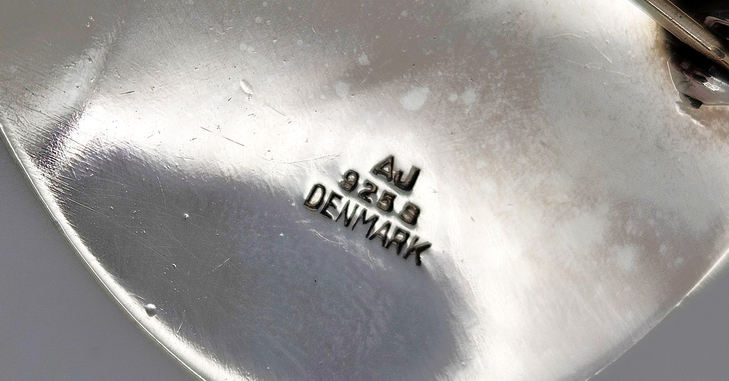 Dansk designer Arne Johansen retro modernistisk sterling sølvbroche 1950'erne