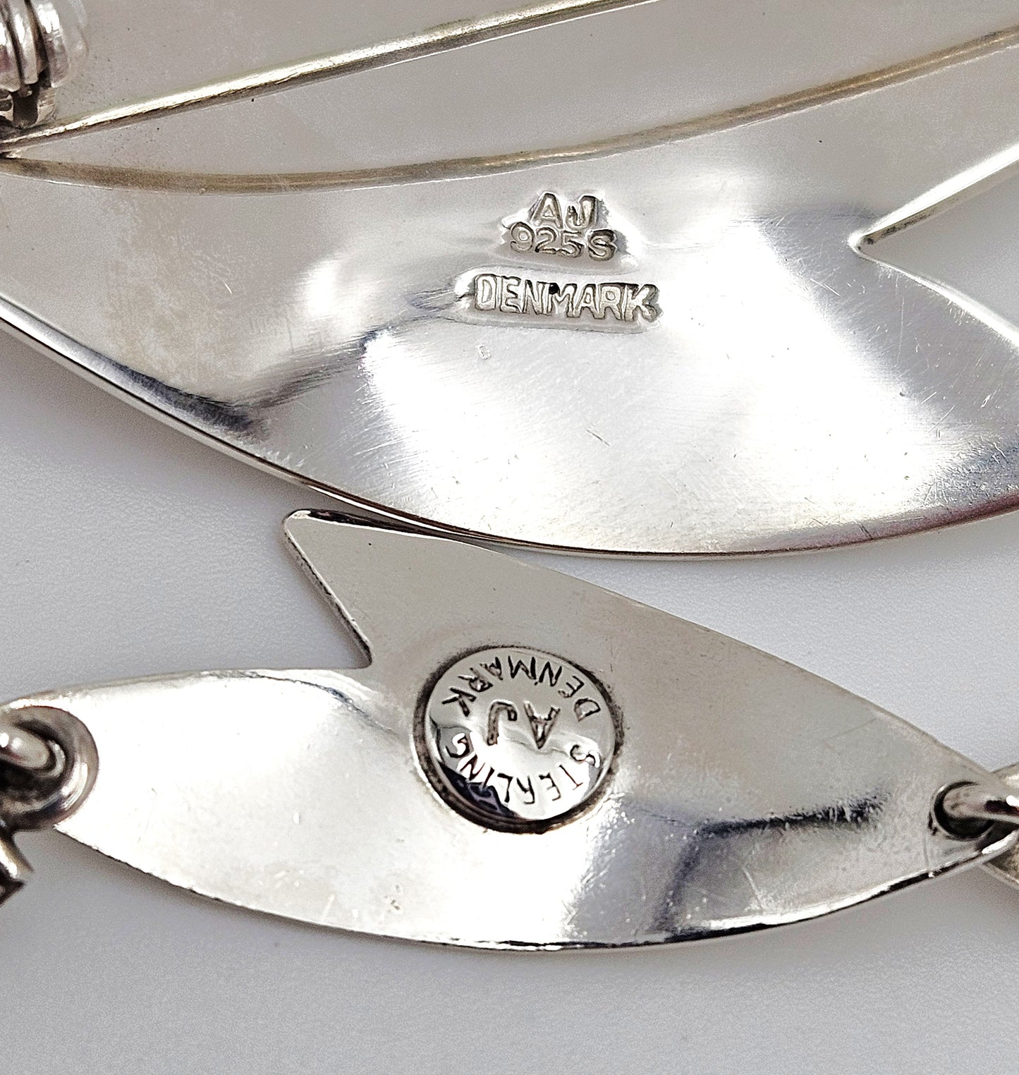 Arne Johansen Danmark Modernistisk Sølv Armbånd + Brochesæt 1960'erne