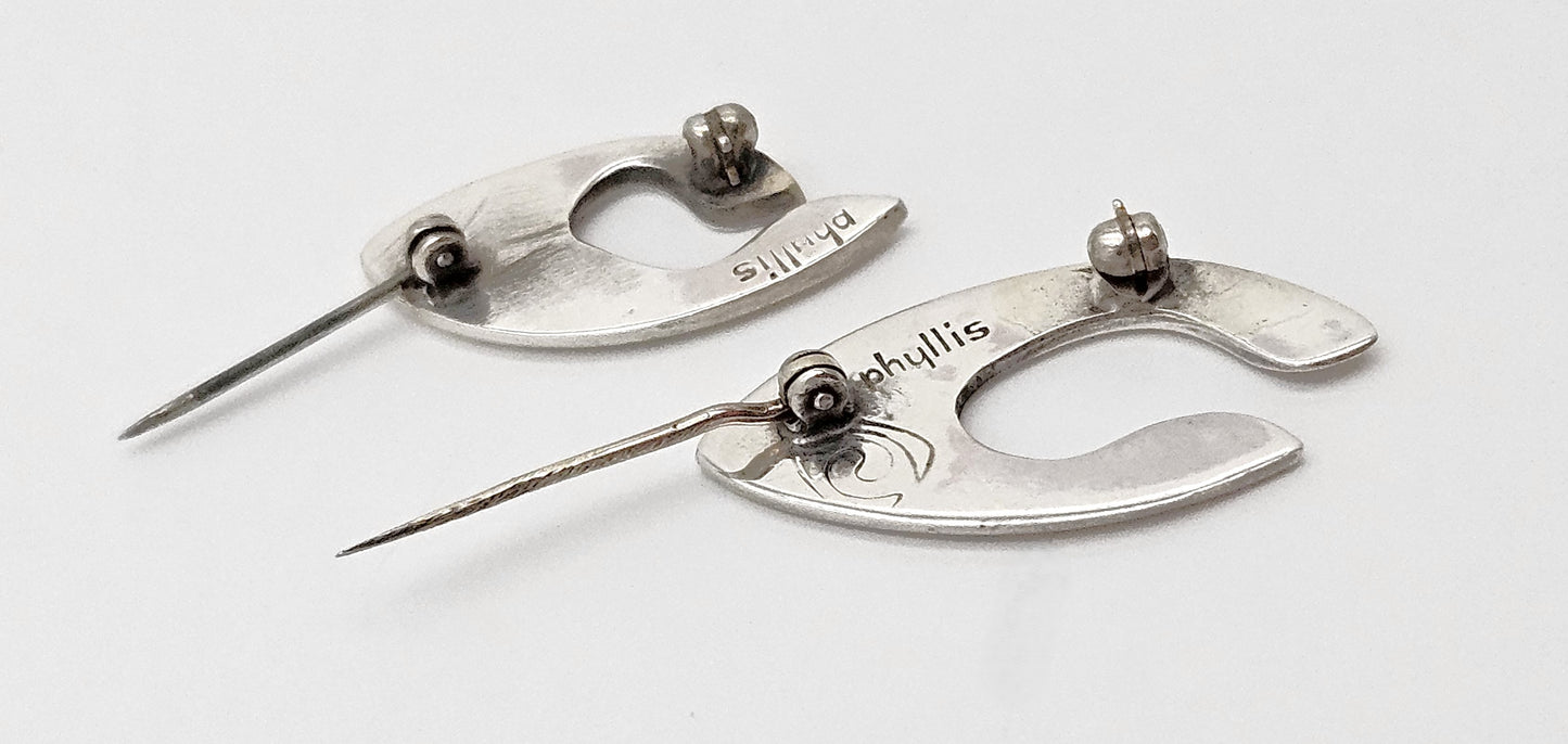 Ikonisk amerikansk designer Phyllis Sklar brutalistisk dryppende klippe sterlingbroche SJÆLDEN 50/60'er
