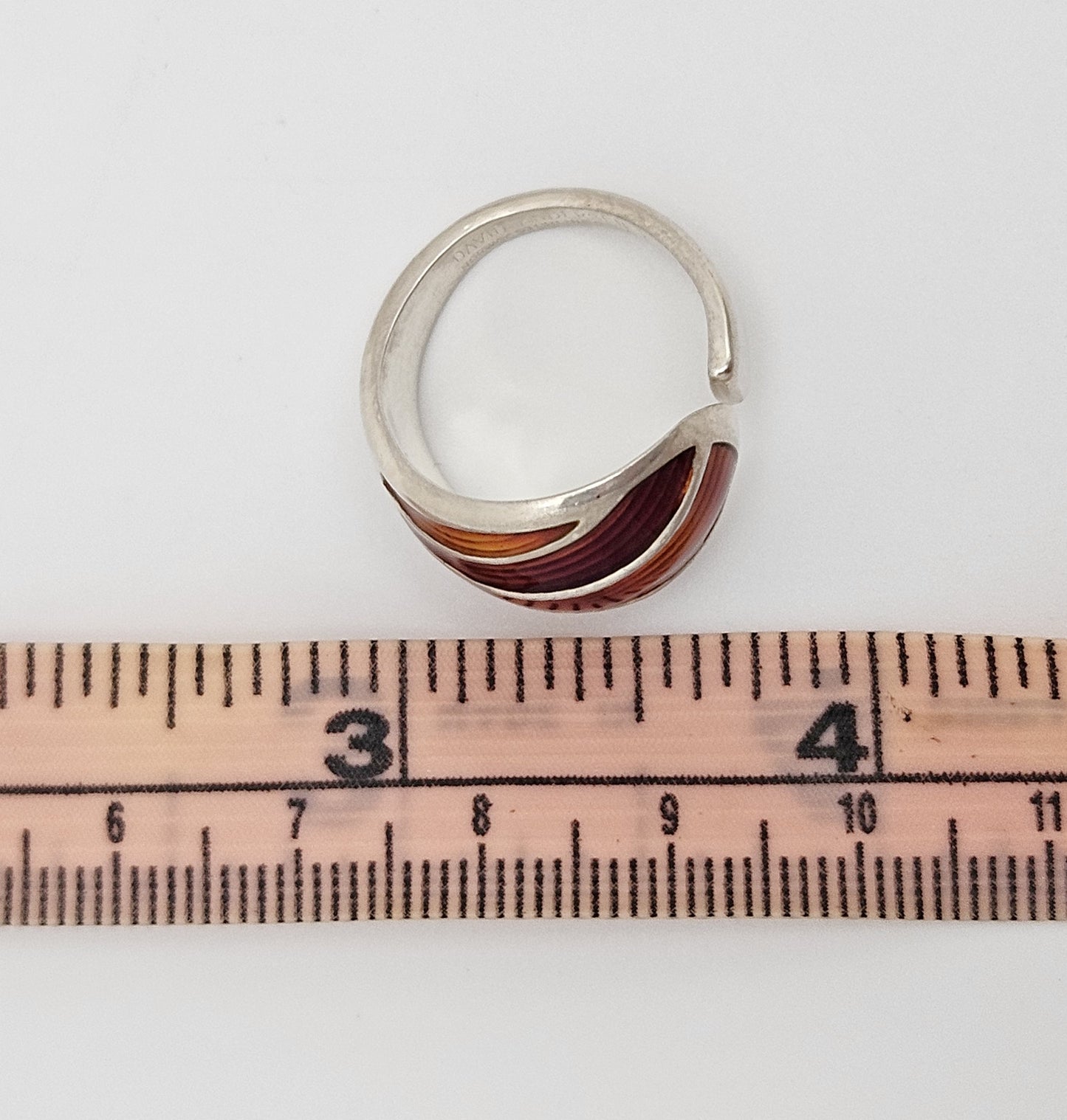 Norsk David Andersen Sterling Sølv & Blå Emalje Vikle-Ring Cirka 1940'erne/50'erne