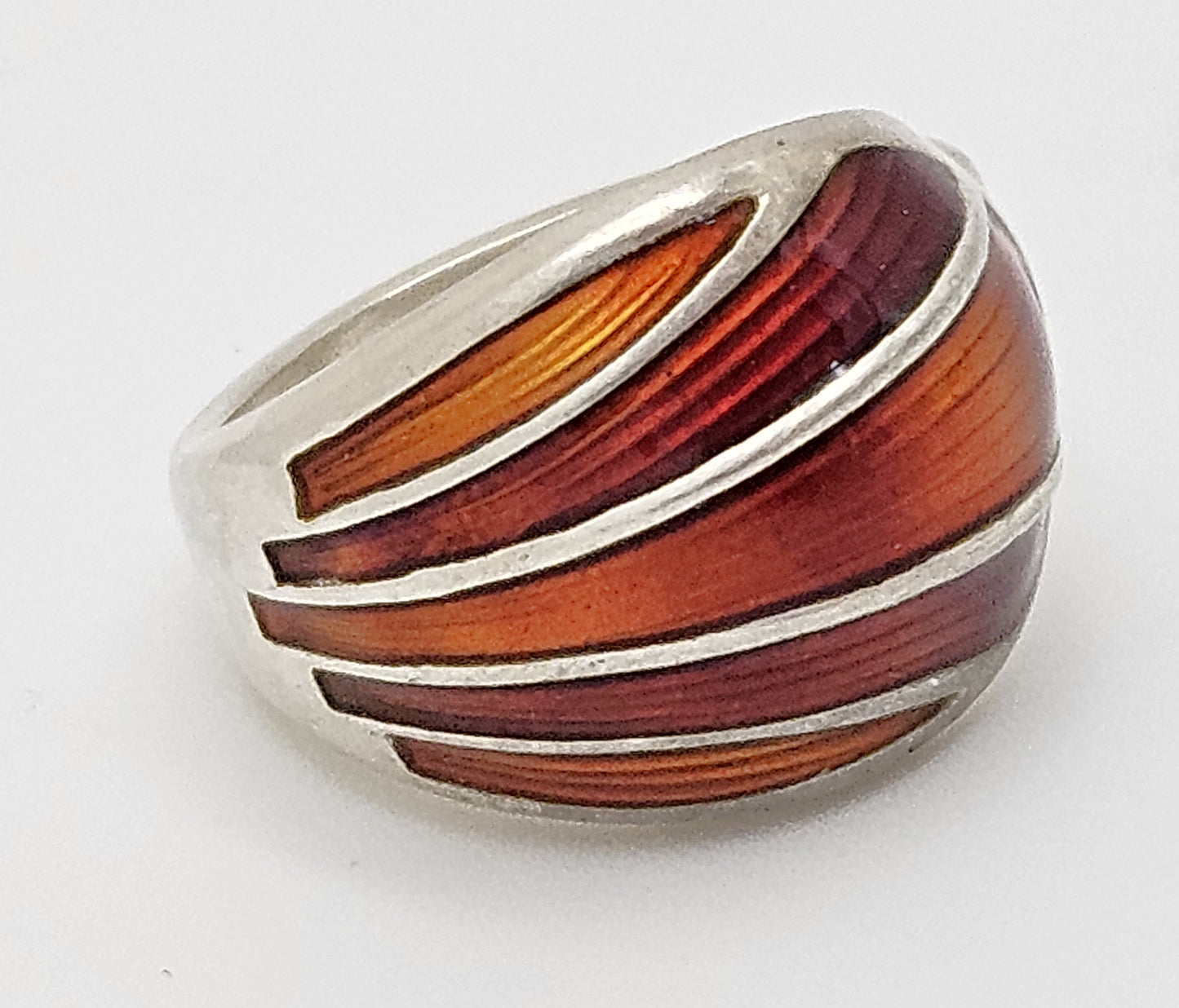 Norsk David Andersen Sterling Sølv & Blå Emalje Vikle-Ring Cirka 1940'erne/50'erne