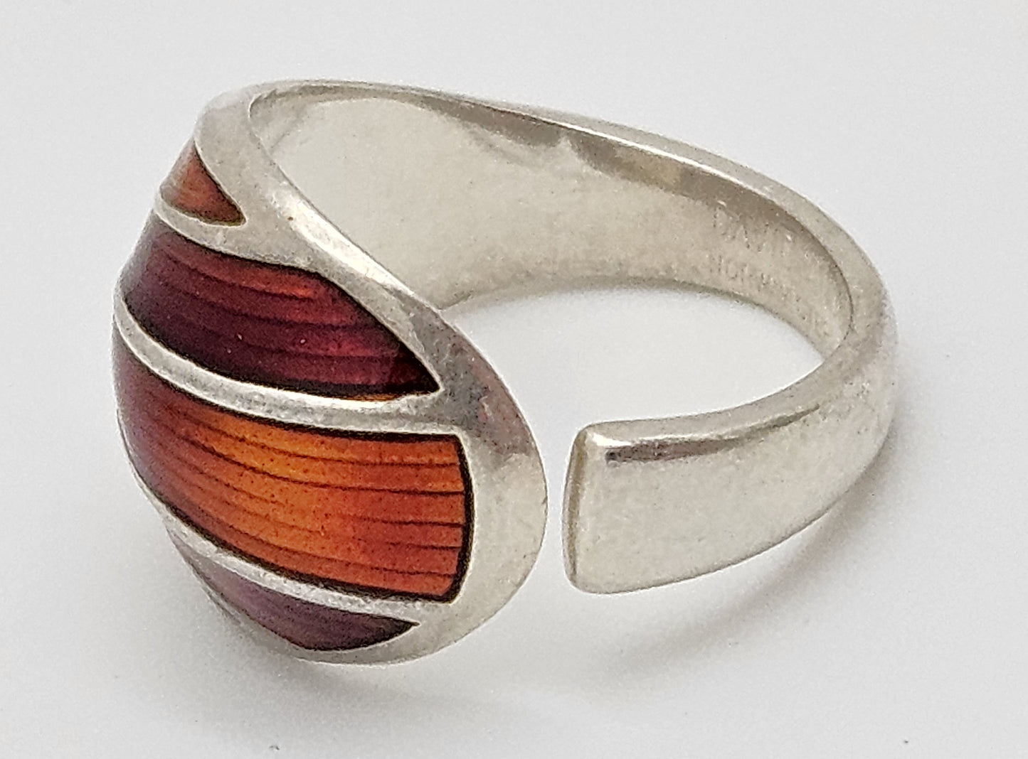 Norsk David Andersen Sterling Sølv & Blå Emalje Vikle-Ring Cirka 1940'erne/50'erne