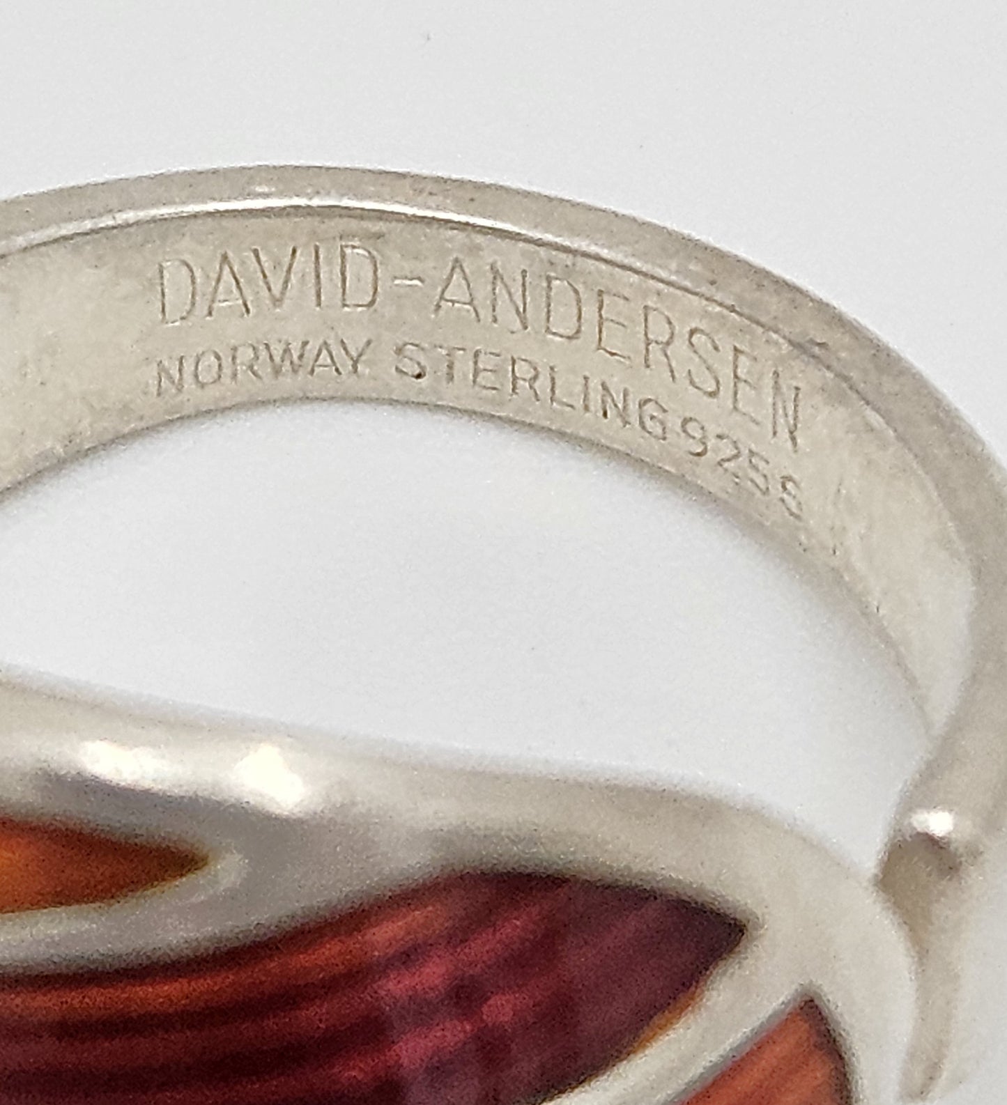 Norsk David Andersen Sterling Sølv & Blå Emalje Vikle-Ring Cirka 1940'erne/50'erne