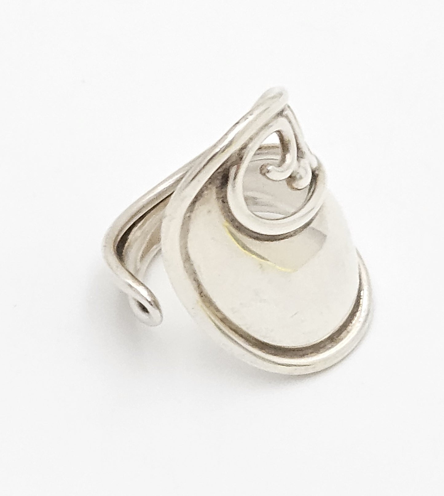 Danish Designer Janina Nielsen Abstract Mod Sterling Silver Cuff Ring C. 1980s