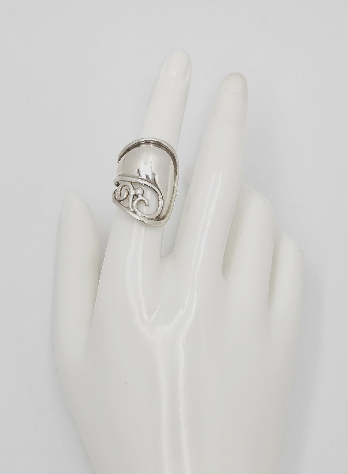 Danish Designer Janina Nielsen Abstract Mod Sterling Silver Cuff Ring C. 1980s