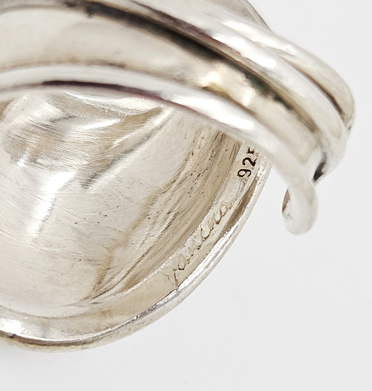 Danish Designer Janina Nielsen Abstract Mod Sterling Silver Cuff Ring C. 1980s