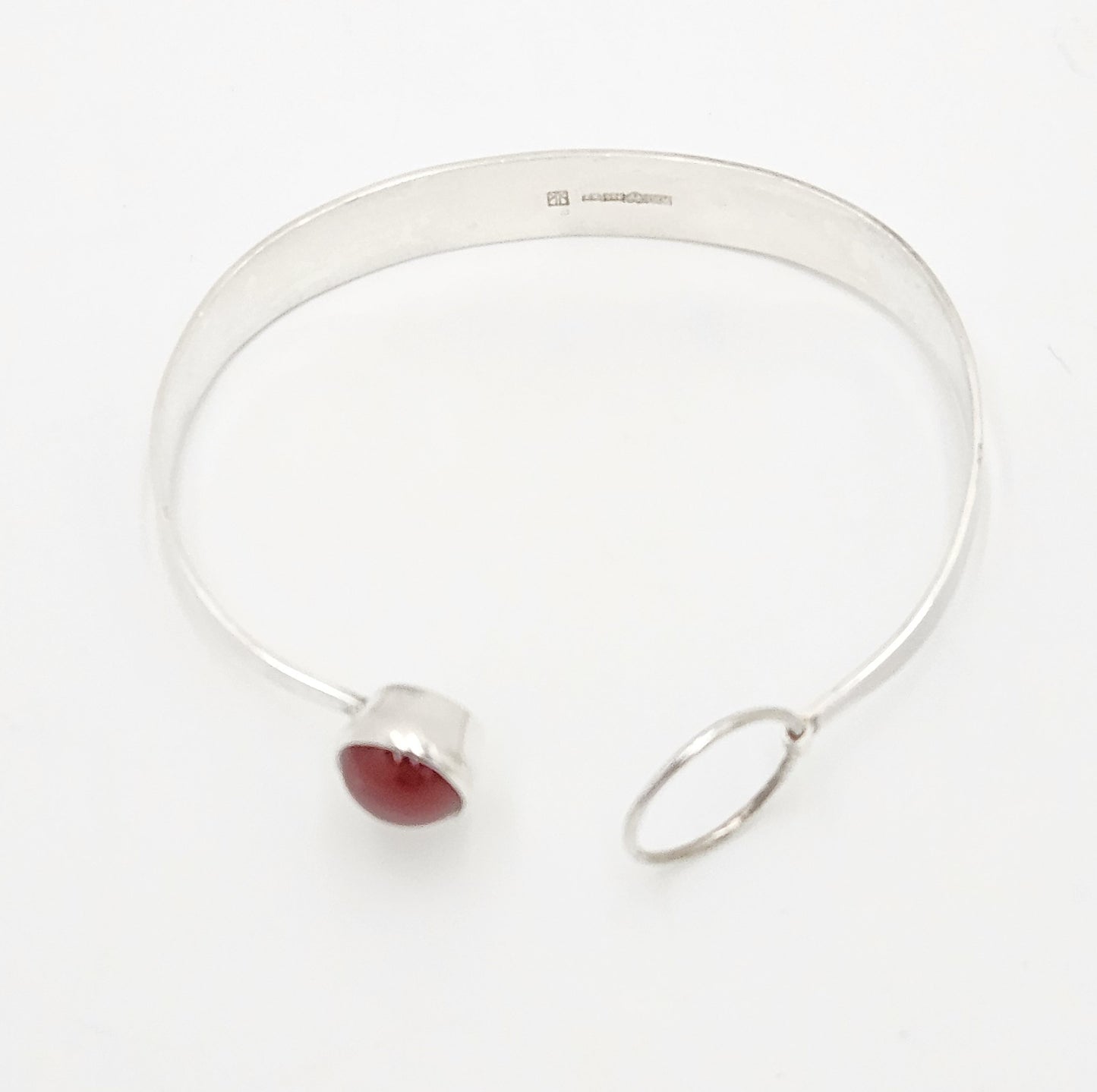 Sjældent Hanasberg Kaunis Koru Sterling Karneol Modernist Armbånd 1975