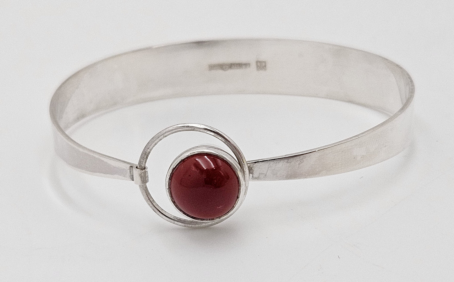 Sjældent Hanasberg Kaunis Koru Sterling Karneol Modernist Armbånd 1975