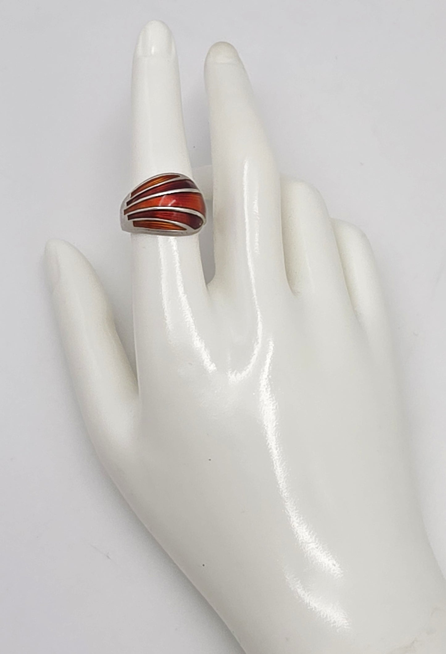 Norsk David Andersen Sterling Sølv & Blå Emalje Vikle-Ring Cirka 1940'erne/50'erne