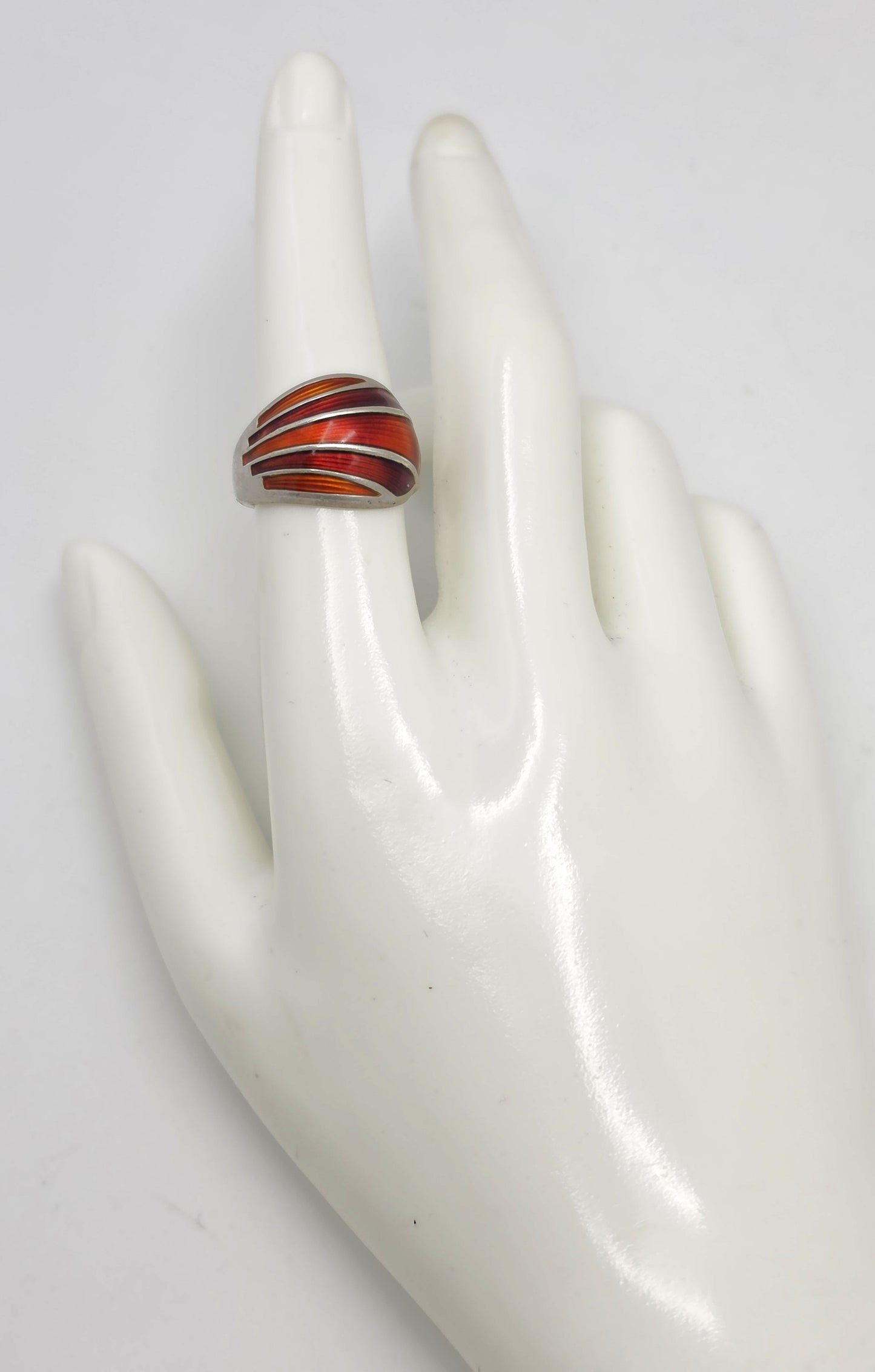 Norsk David Andersen Sterling Sølv & Blå Emalje Vikle-Ring Cirka 1940'erne/50'erne