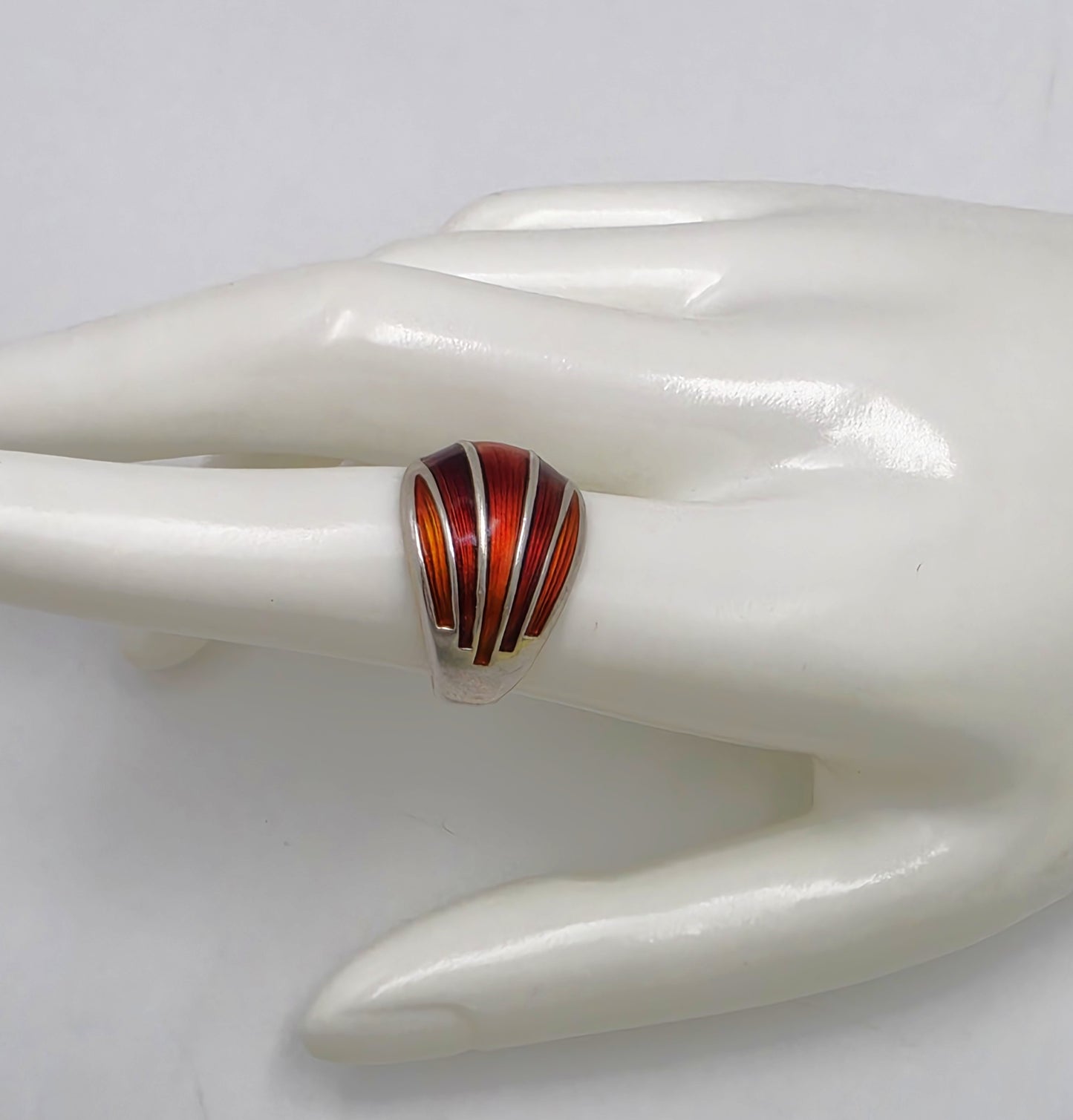 Norsk David Andersen Sterling Sølv & Blå Emalje Vikle-Ring Cirka 1940'erne/50'erne