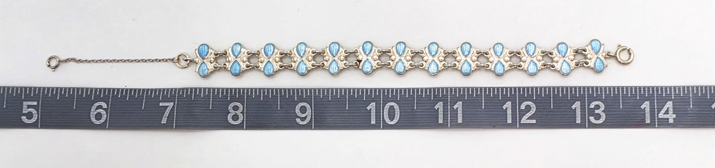 Vintage Volmer Bahner Denmark Forgyldt Sterling Guilloche Emalje Art Deco Armbånd