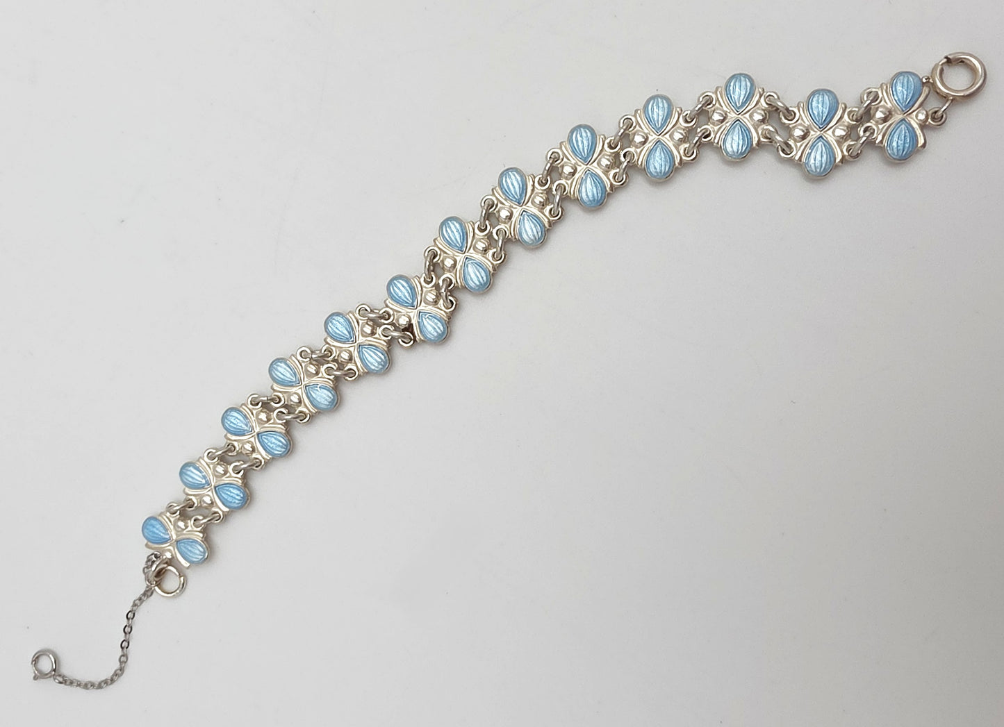 Vintage Volmer Bahner Denmark Forgyldt Sterling Guilloche Emalje Art Deco Armbånd