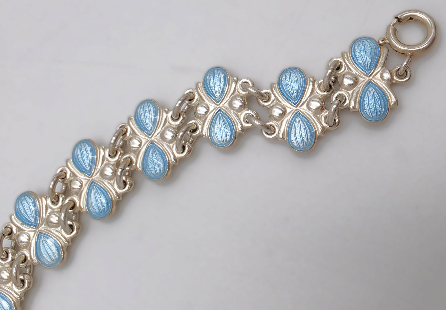 Vintage Volmer Bahner Denmark Forgyldt Sterling Guilloche Emalje Art Deco Armbånd
