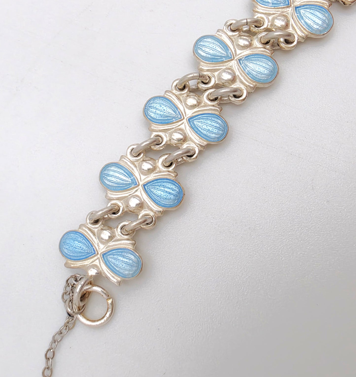 Vintage Volmer Bahner Denmark Forgyldt Sterling Guilloche Emalje Art Deco Armbånd