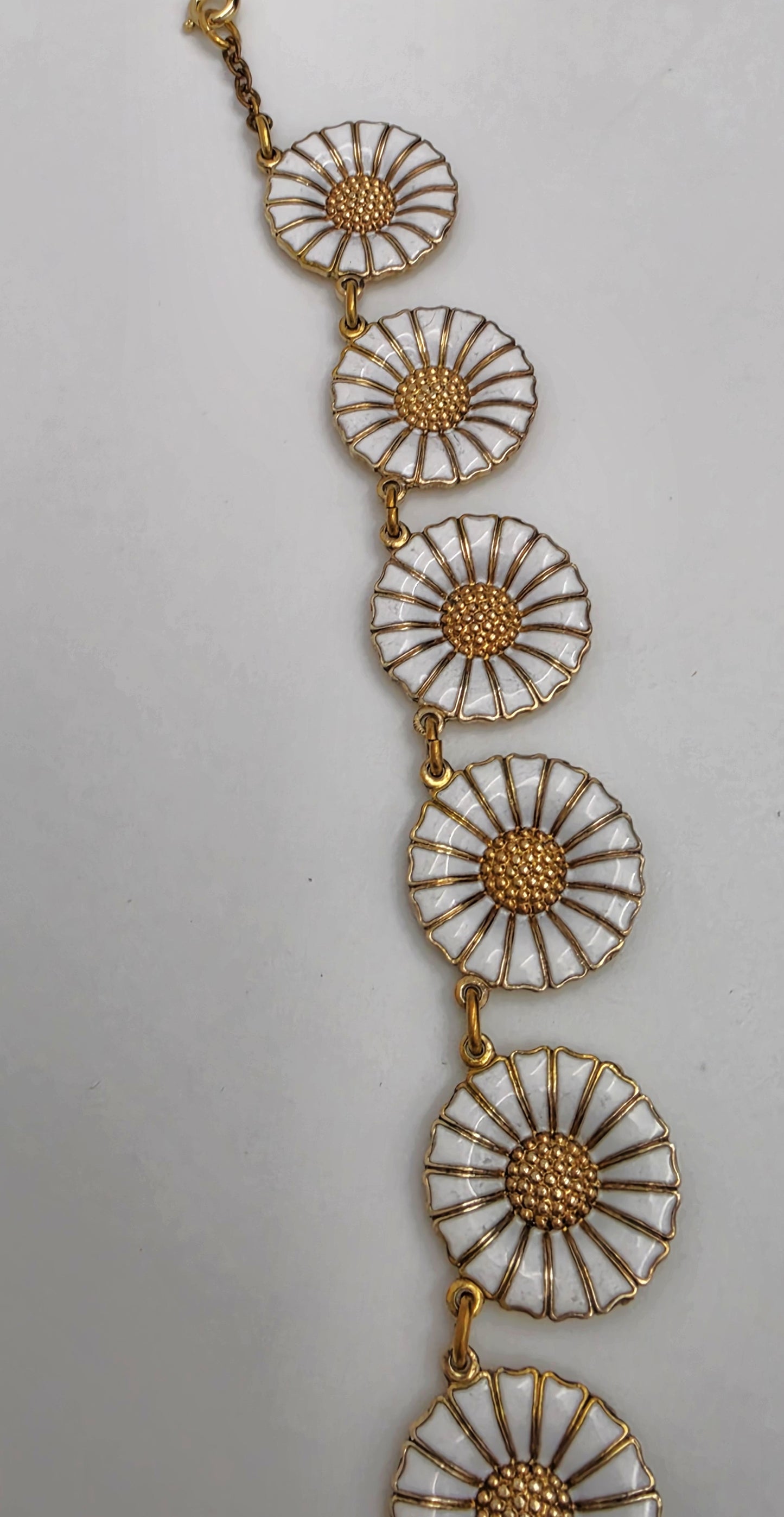 Anton Michelsen Denmark Sterling Enamel Marguerite Daisy Necklace 1940s