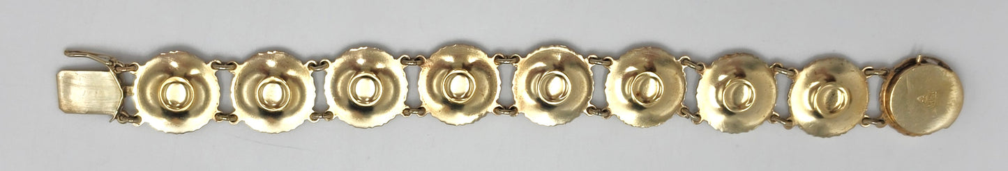 Anton Michelsen Denmark Sterling Enamel Marguerite Daisy Bracelet 1940s