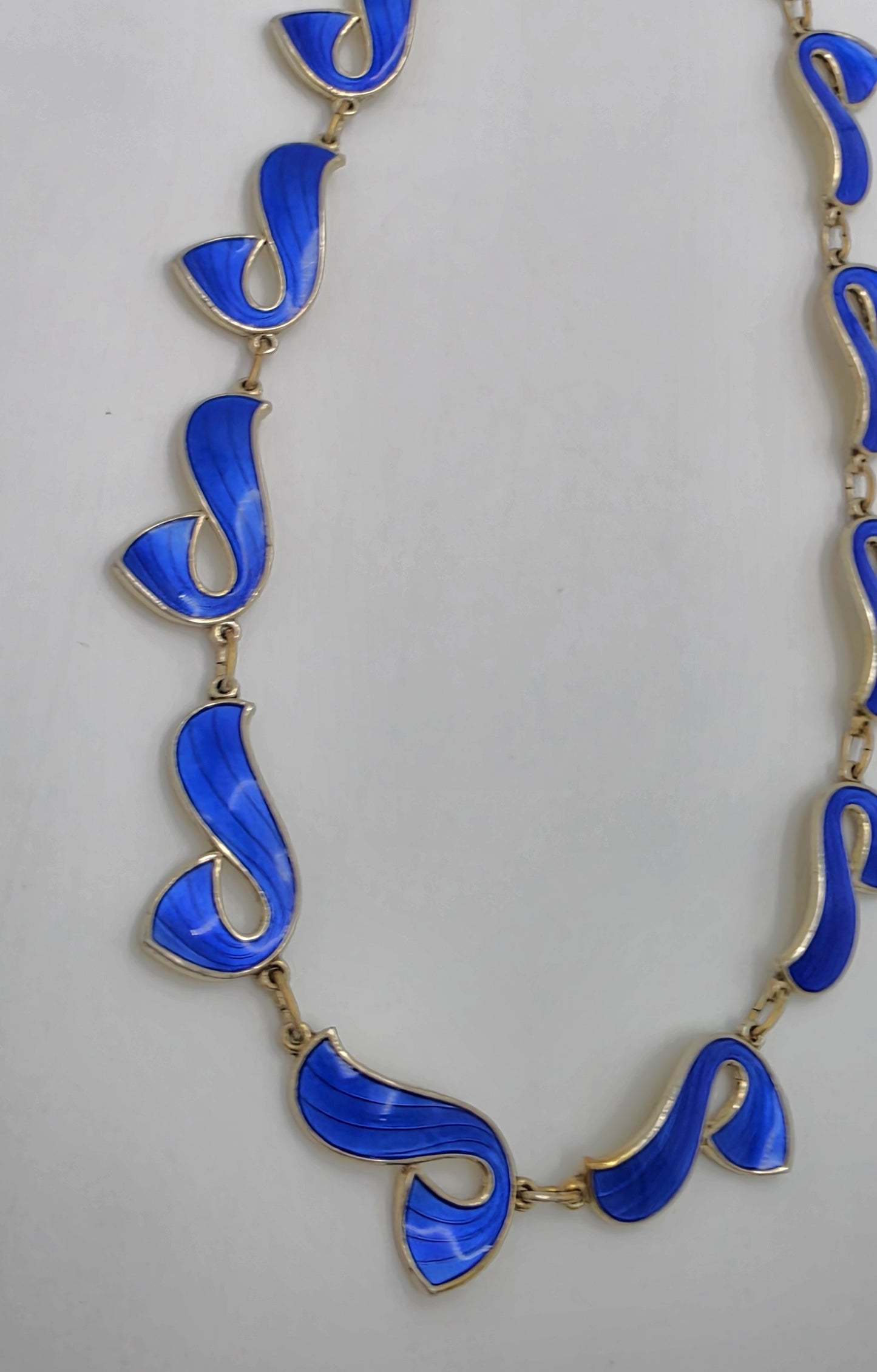 Ivar Holth Norway Sterling Enamel Retro Modernist RARE Necklace 1940's