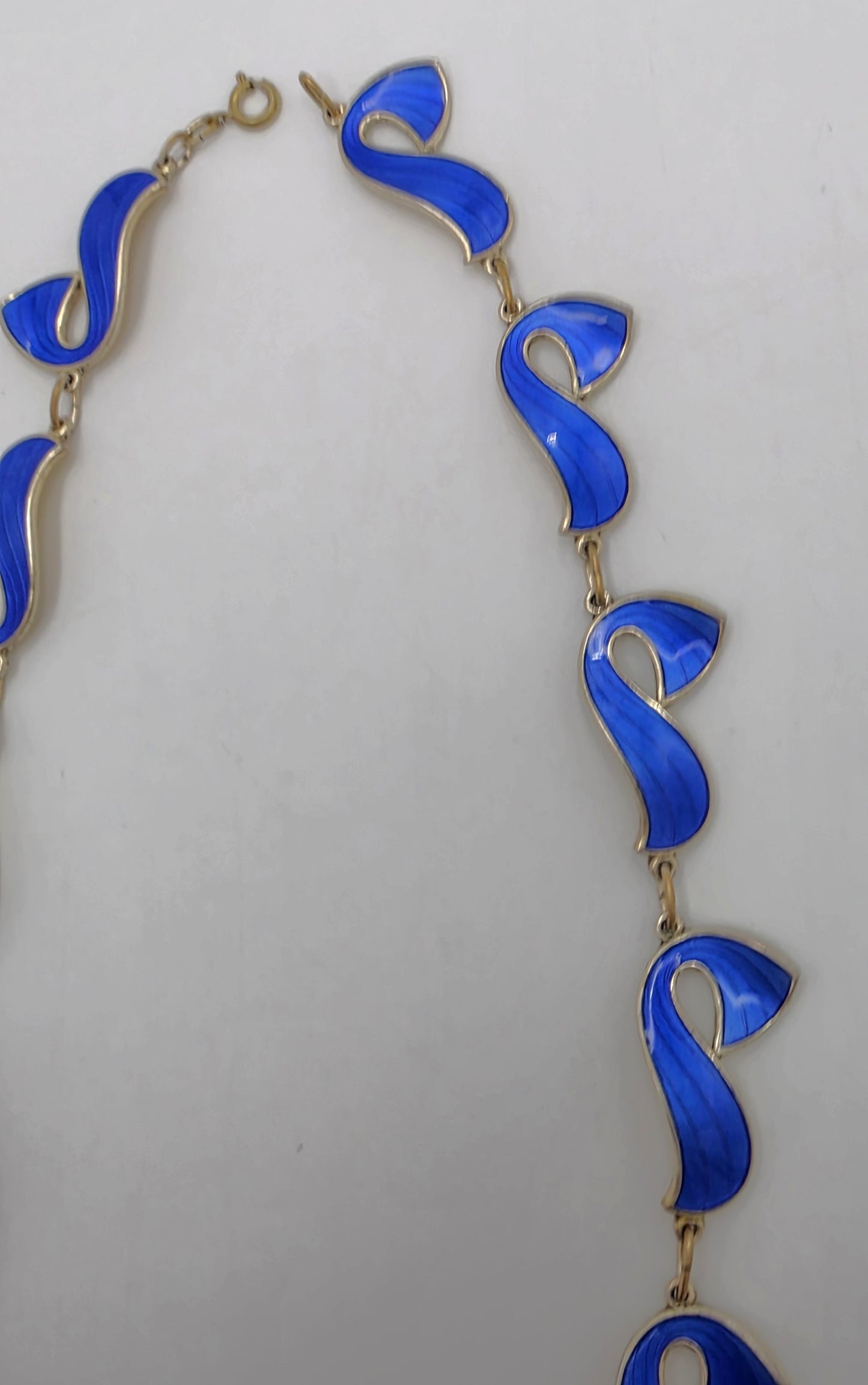 Ivar Holth Norway Sterling Enamel Retro Modernist RARE Necklace 1940's