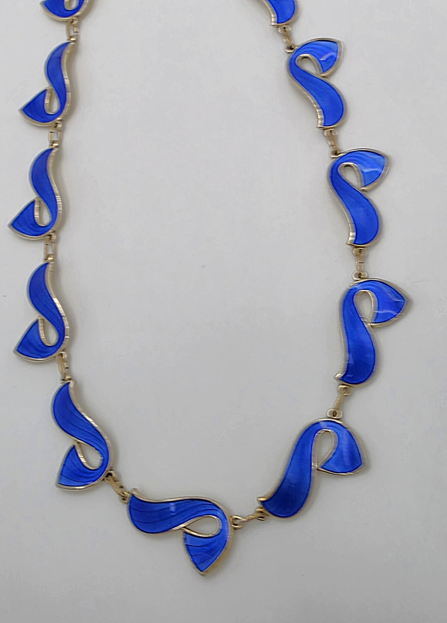 Ivar Holth Norway Sterling Enamel Retro Modernist RARE Necklace 1940's