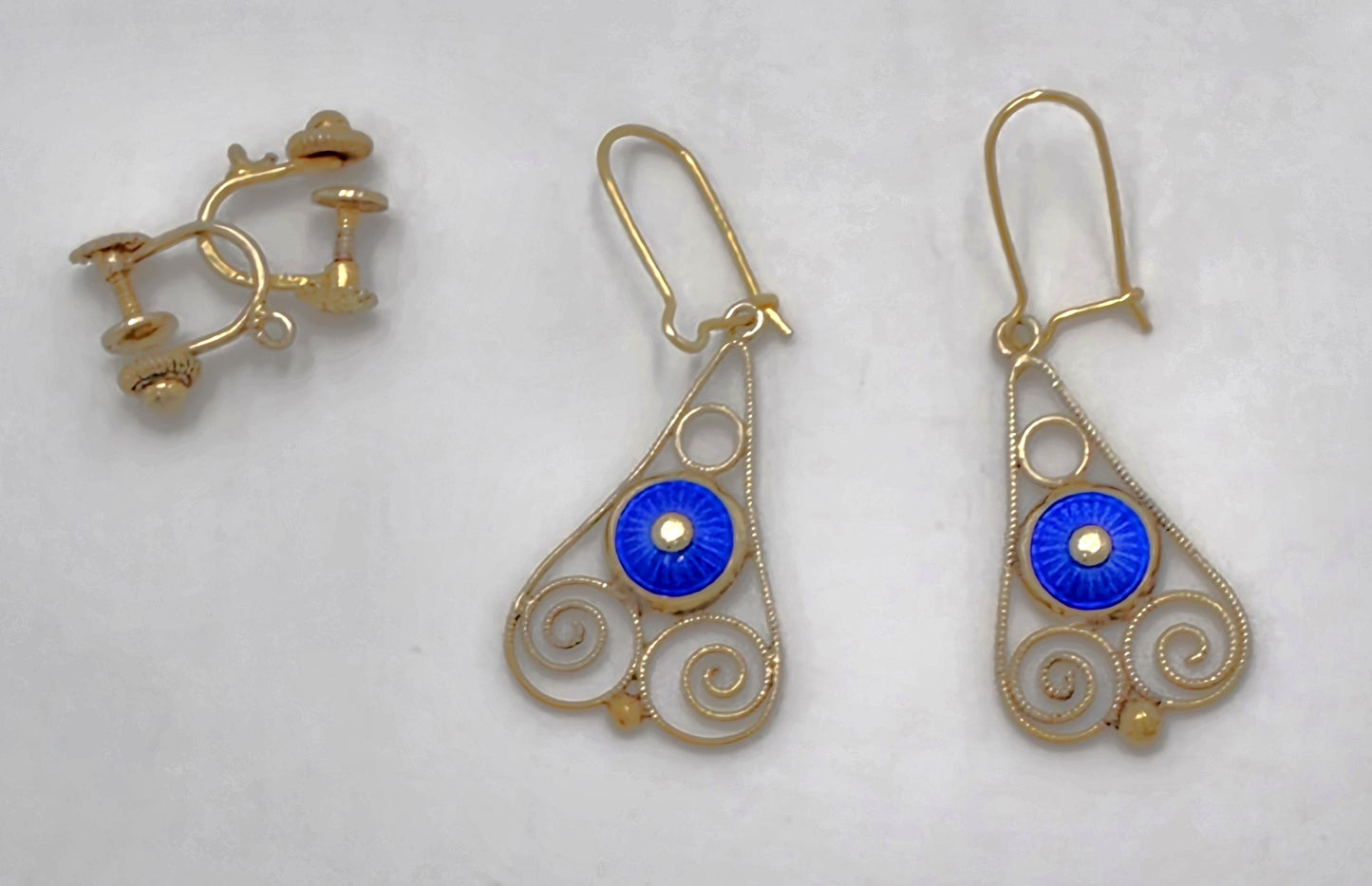 Rare Aksel Holmsen Norway Sterling Guilloche Enamel Earrings Circa 1920/30s