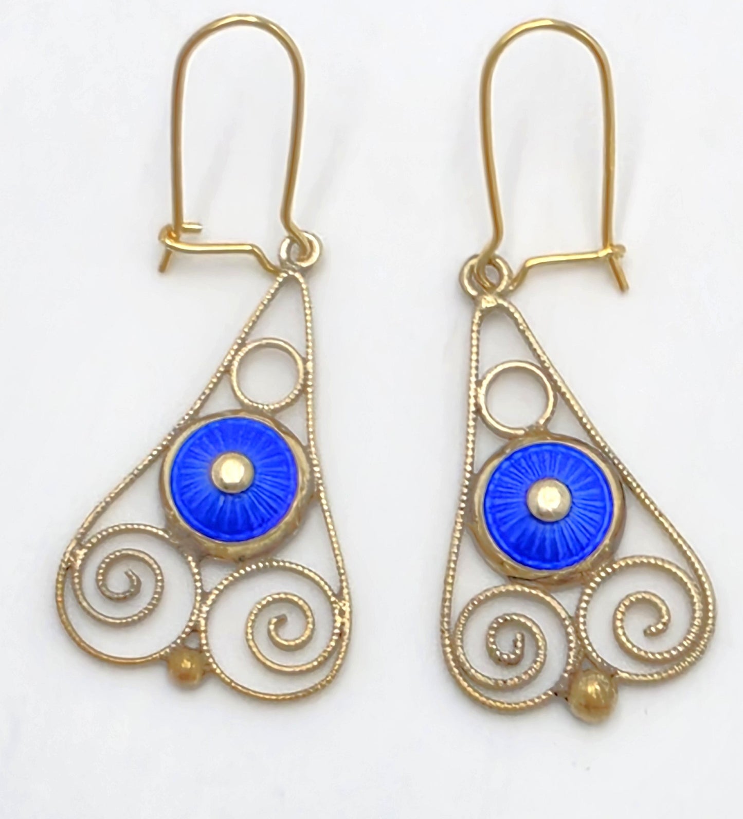 Rare Aksel Holmsen Norway Sterling Guilloche Enamel Earrings Circa 1920/30s