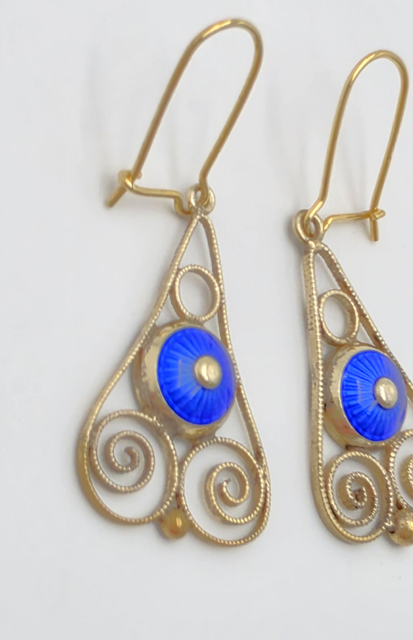 Rare Aksel Holmsen Norway Sterling Guilloche Enamel Earrings Circa 1920/30s