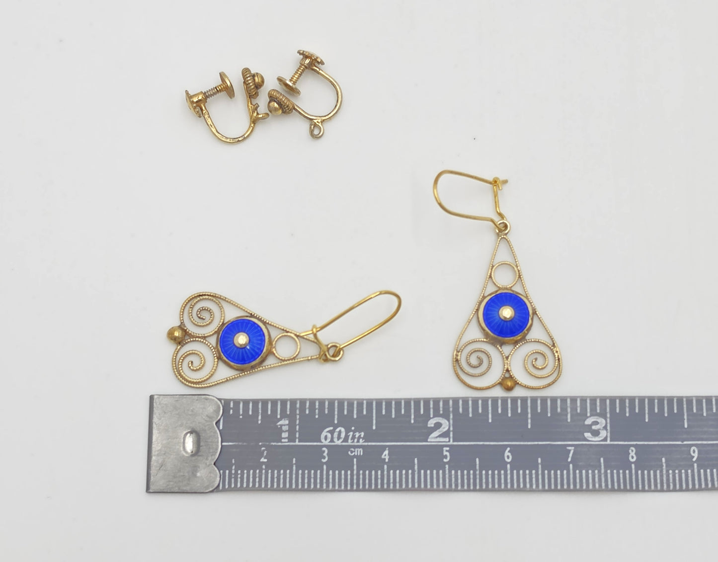 Rare Aksel Holmsen Norway Sterling Guilloche Enamel Earrings Circa 1920/30s