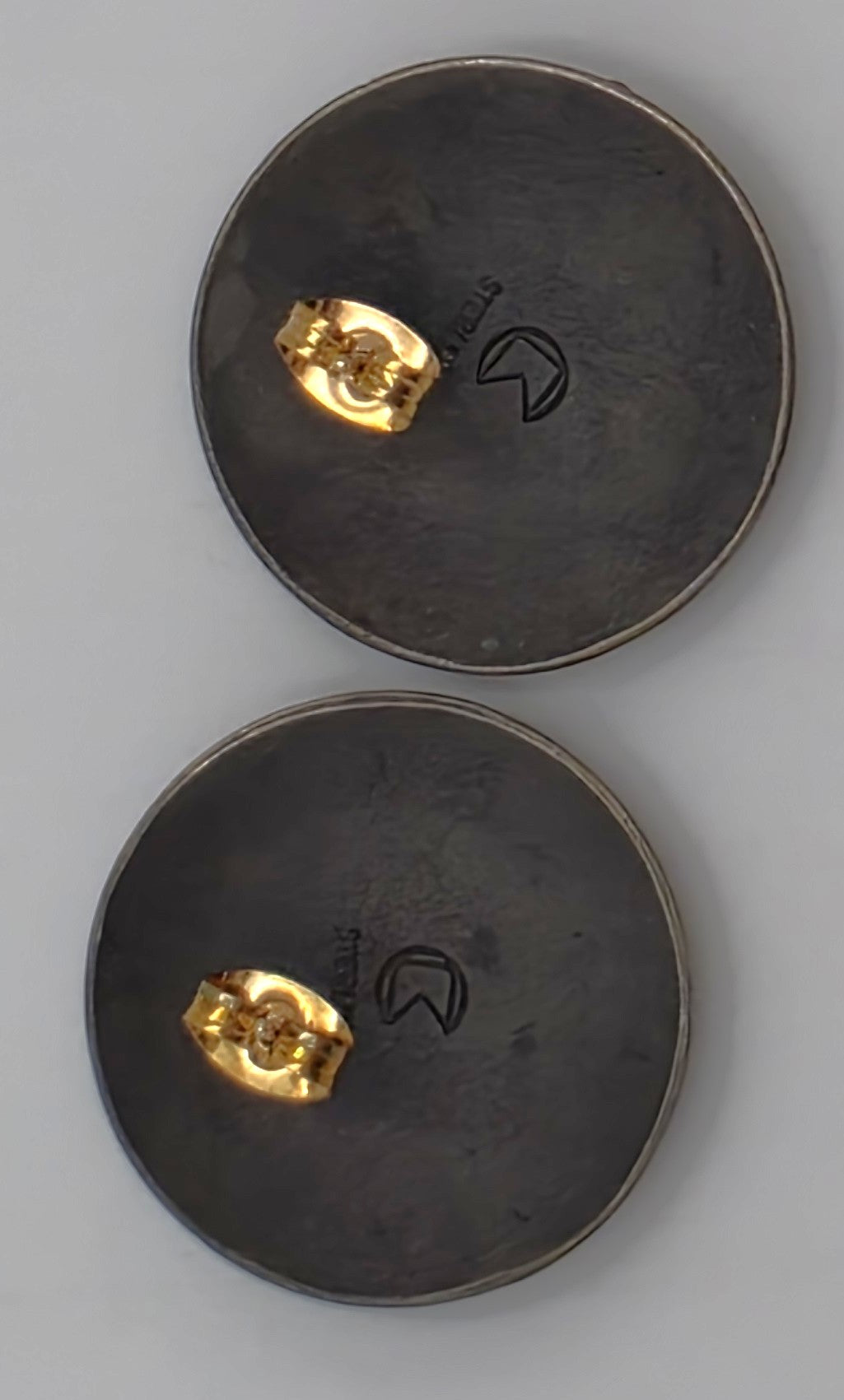 Cathleen Bunt Sterling 14K 24K Gold Memphis Style Modernist Earrings C 1980s
