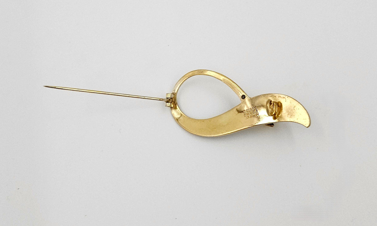 Aksel Holmsen Jewelry Aksel Holmsen Sterling Enamel 3D Flower Brooch/Pin Norway 1950's