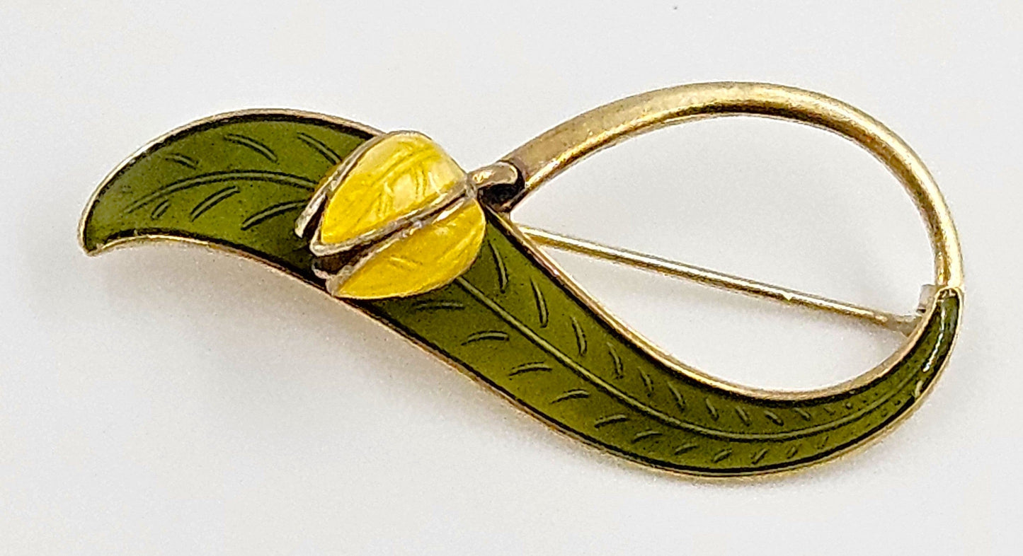 Aksel Holmsen Jewelry Aksel Holmsen Sterling Enamel 3D Flower Brooch/Pin Norway 1950's