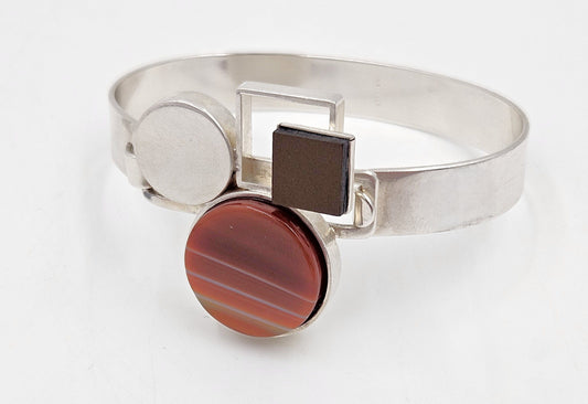 Alain Lerolle Jewelry French Designer Alain LeRolle Sterling Silver Modernist Bracelet