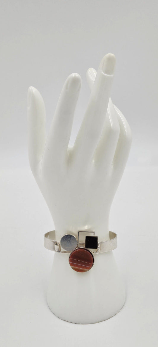 Alain Lerolle Jewelry Iconic French Designer Alain Lerolle Sterling Modernist Bracelet Rare 1970/80s