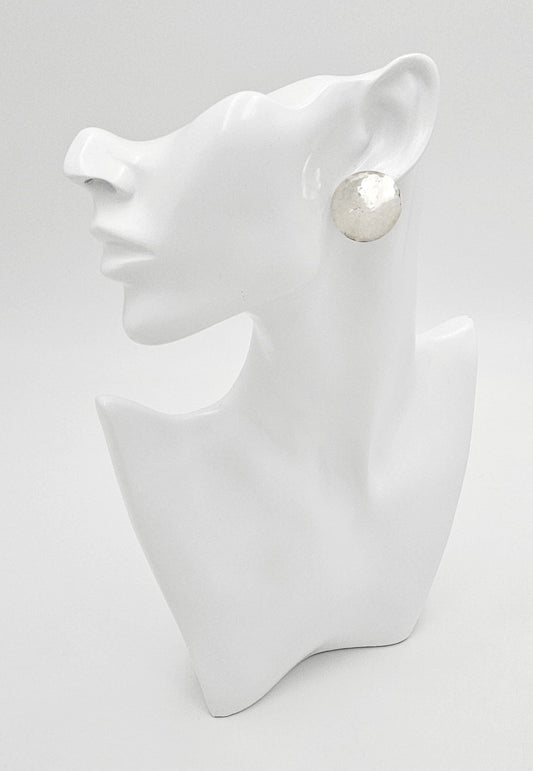 Allan Adler Jewelry RARE Allan Adler Sterling Silver Modernist Textured Disc Earrings Circa 1950's