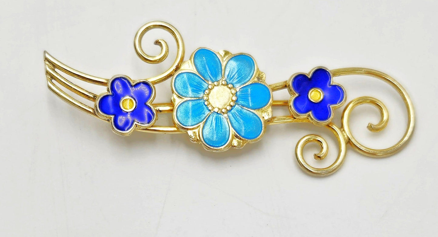 Andresen & Scheinpflug Jewelry Rare Andresen Scheinpflug Norway Sterling Enamel Multi Flower Brooch C 1930s