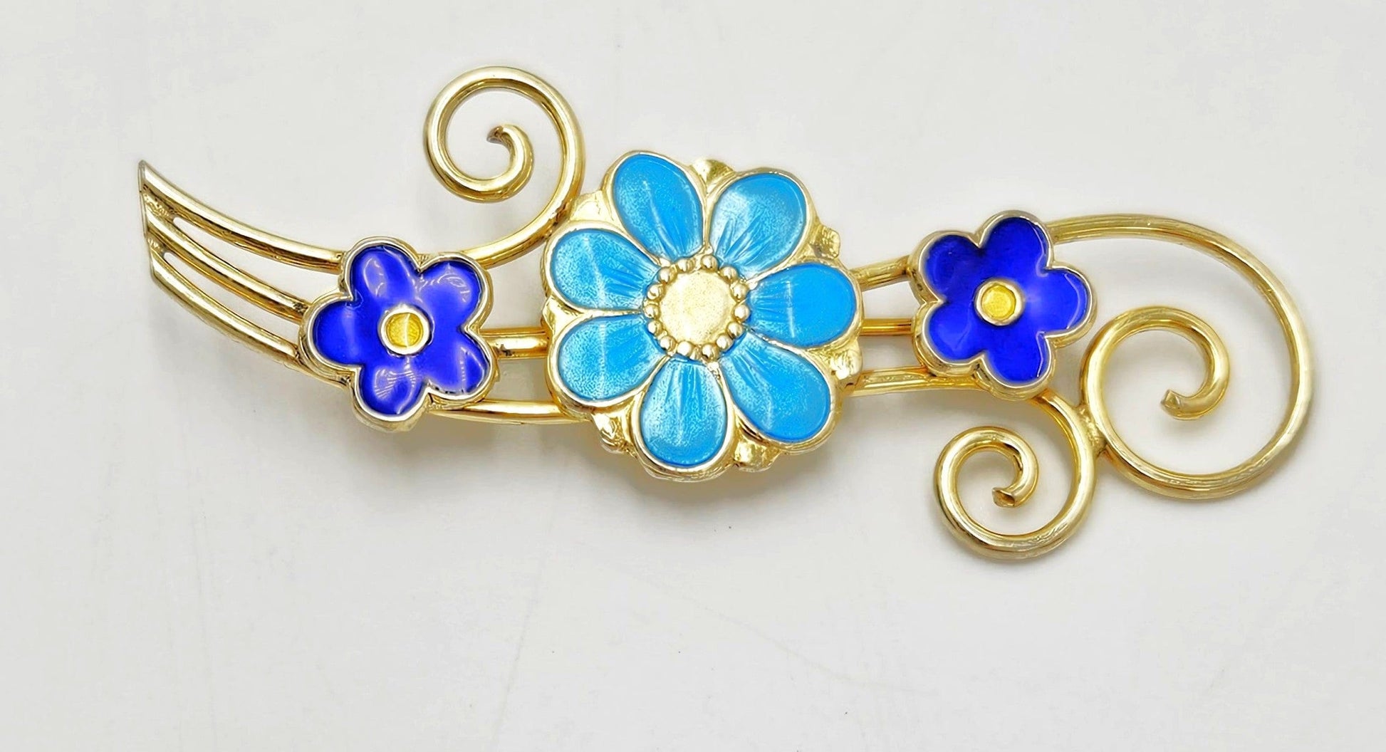 Andresen & Scheinpflug Jewelry Rare Andresen Scheinpflug Norway Sterling Enamel Multi Flower Brooch C 1930s