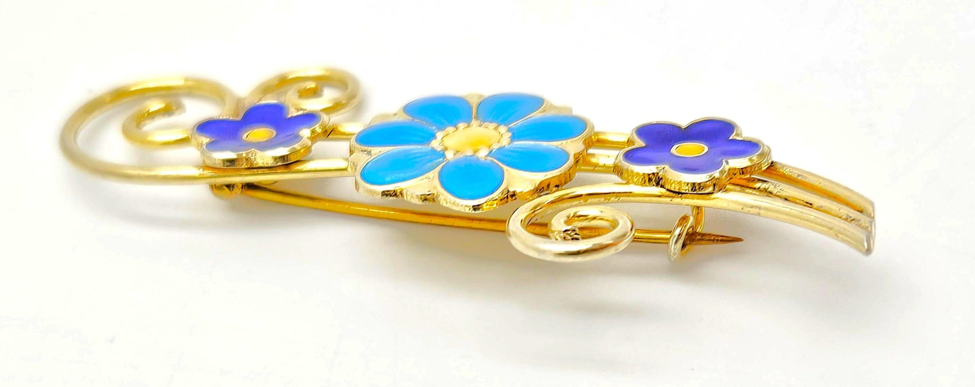 Andresen & Scheinpflug Jewelry Rare Andresen Scheinpflug Norway Sterling Enamel Multi Flower Brooch C 1930s