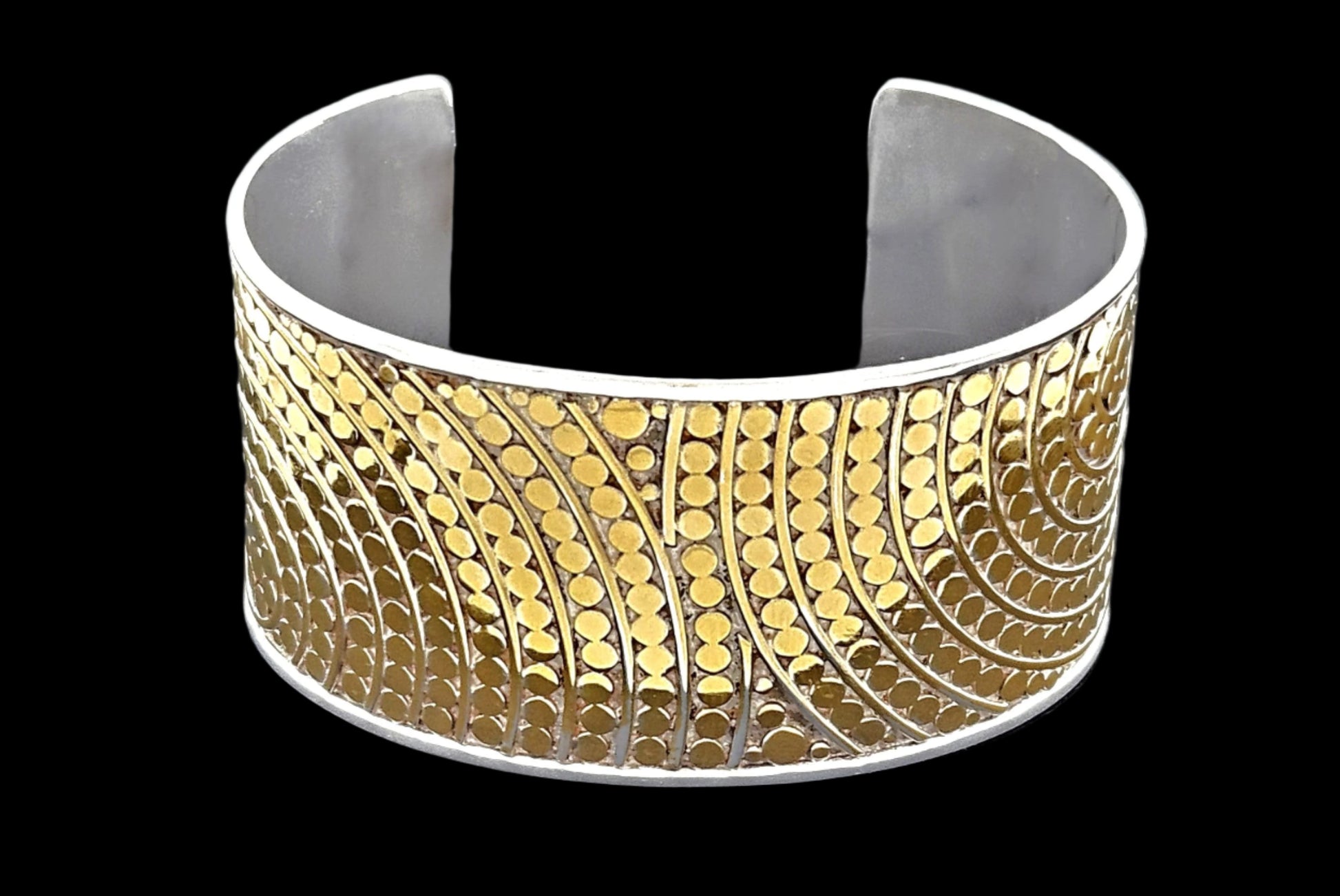 Anna Beck Jewelry Superb Anna Beck 2 Tone Sterling Modernist Retired Dots Mosaic Cuff Bracelet