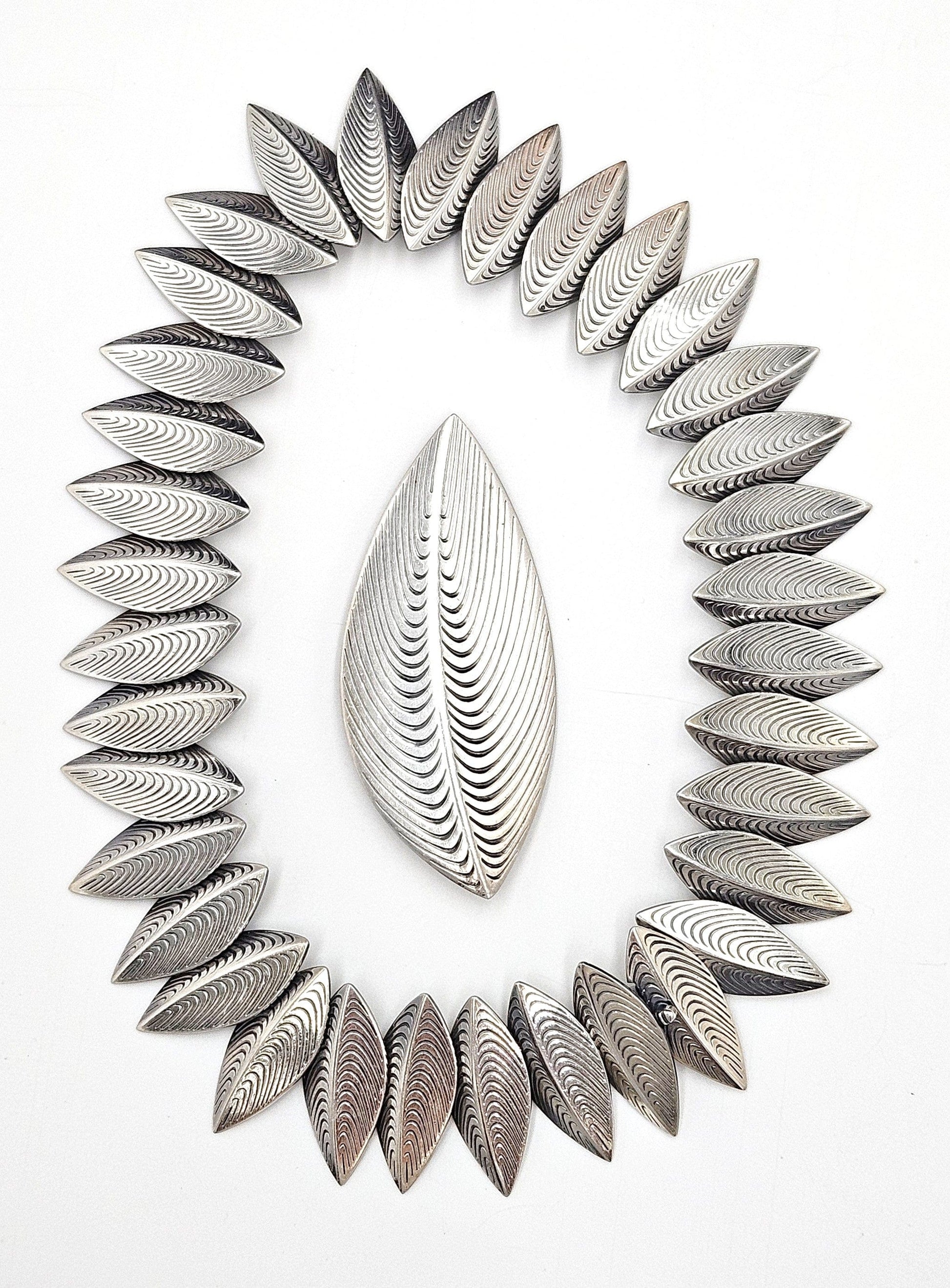 Anton Michelsen Jewelry Rare Eigil Jensen for Anton Michelsen Denmark Sterling Necklace Brooch Set 1950s