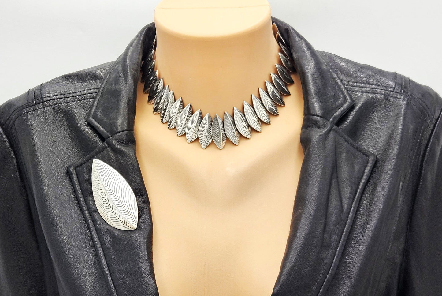 Anton Michelsen Jewelry Rare Eigil Jensen for Anton Michelsen Denmark Sterling Necklace Brooch Set 1950s