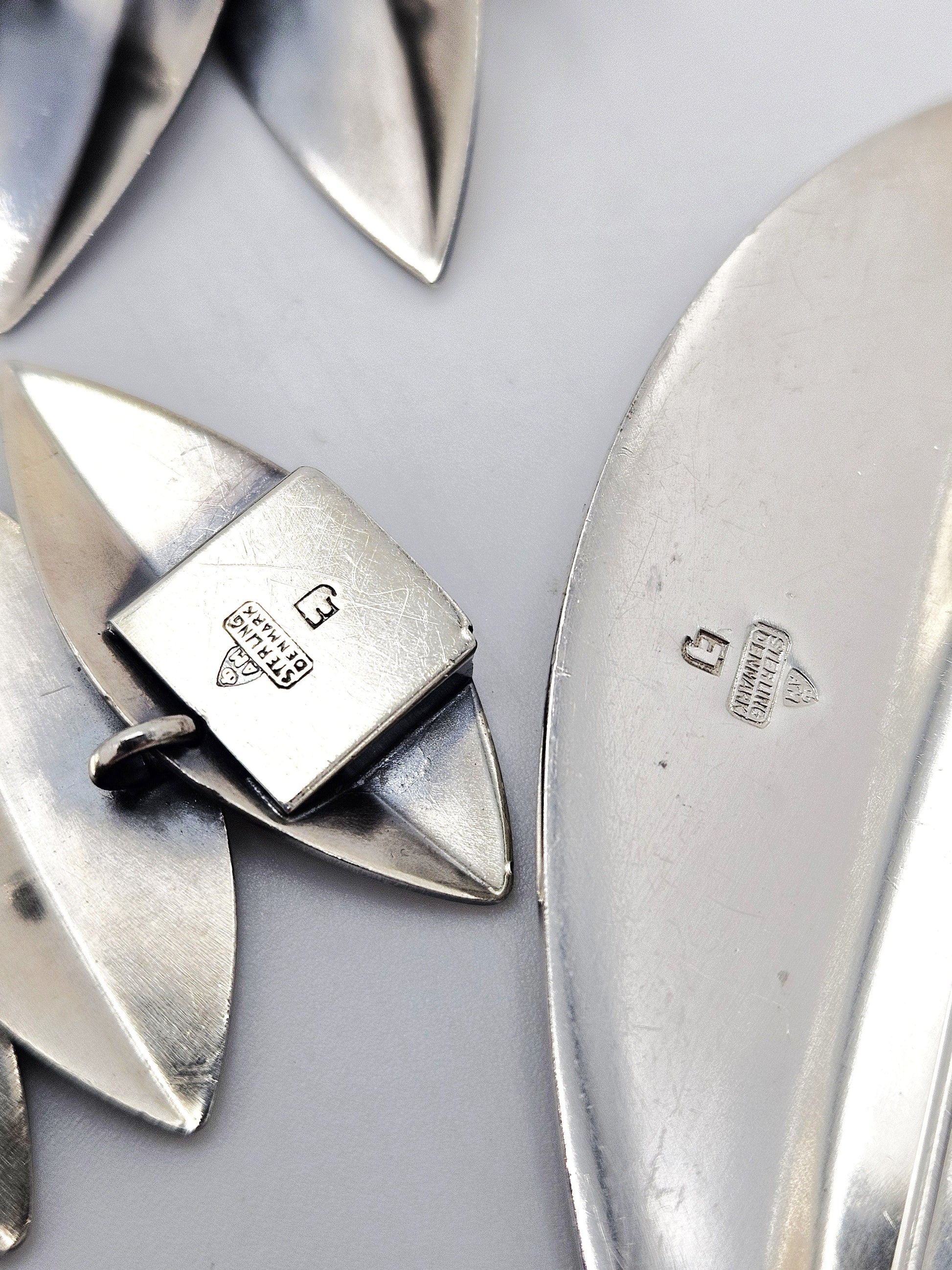 Anton Michelsen Jewelry Rare Eigil Jensen for Anton Michelsen Denmark Sterling Necklace Brooch Set 1950s