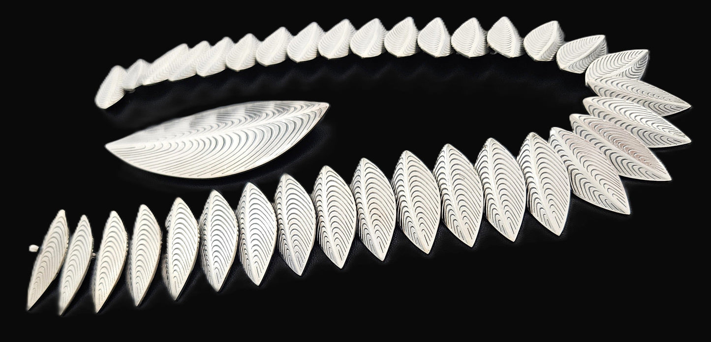 Anton Michelsen Jewelry Rare Eigil Jensen for Anton Michelsen Denmark Sterling Necklace Brooch Set 1950s