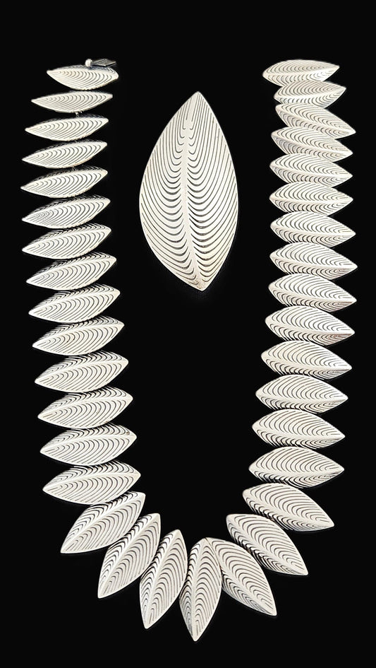 Anton Michelsen Jewelry Rare Eigil Jensen for Anton Michelsen Denmark Sterling Necklace Brooch Set 1950s