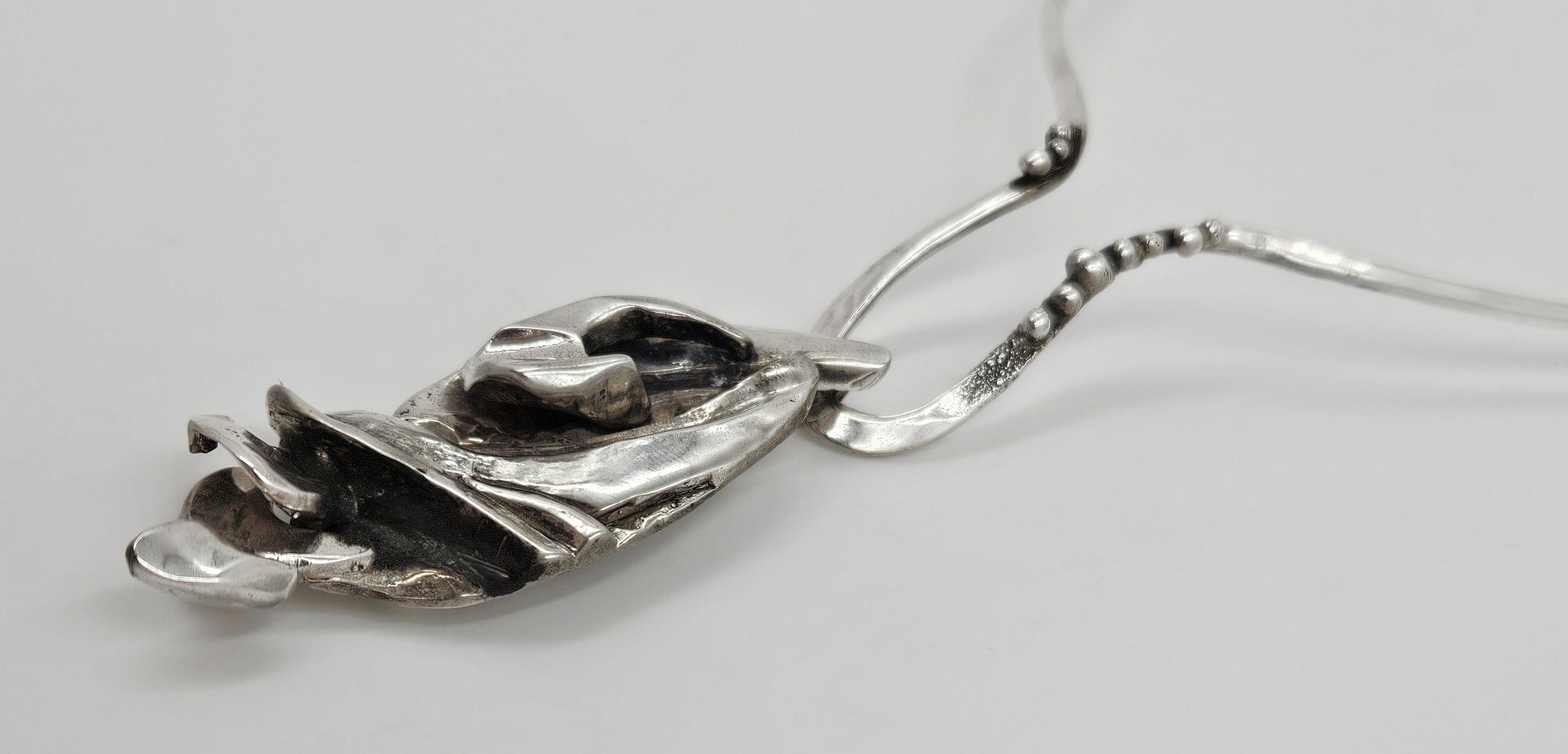 Artisan Sterling Necklace Jewelry Brutalist Sterling Silver Modernist Pendant Collar Necklace