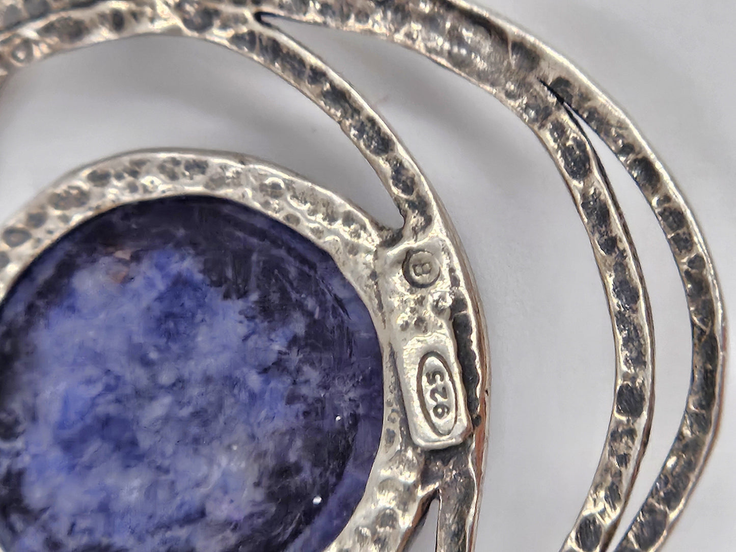 B Sterling Jewelry Artisan Sterling Sodalite & Pearl Abstract Modernist Pendant Necklace C. 1980s