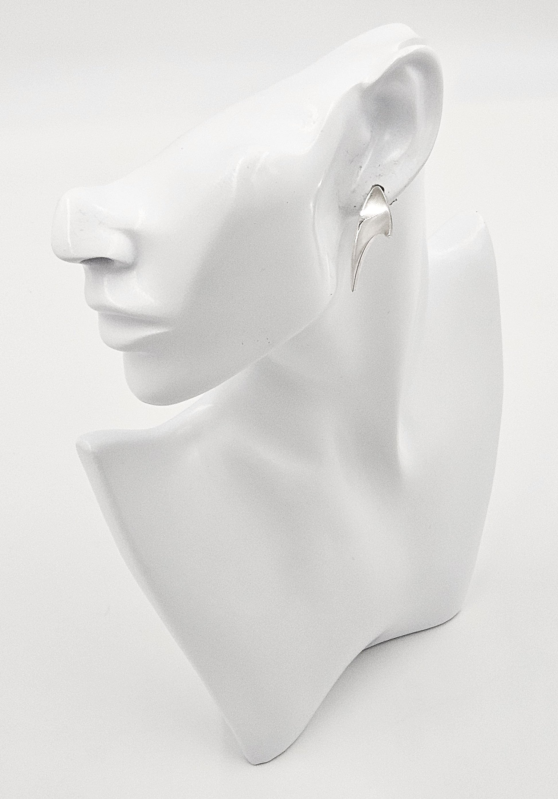 Bent Knudsen Denmark sterling silver Atomic modernist Post Back Earrings C 1960s, view 2 of 8