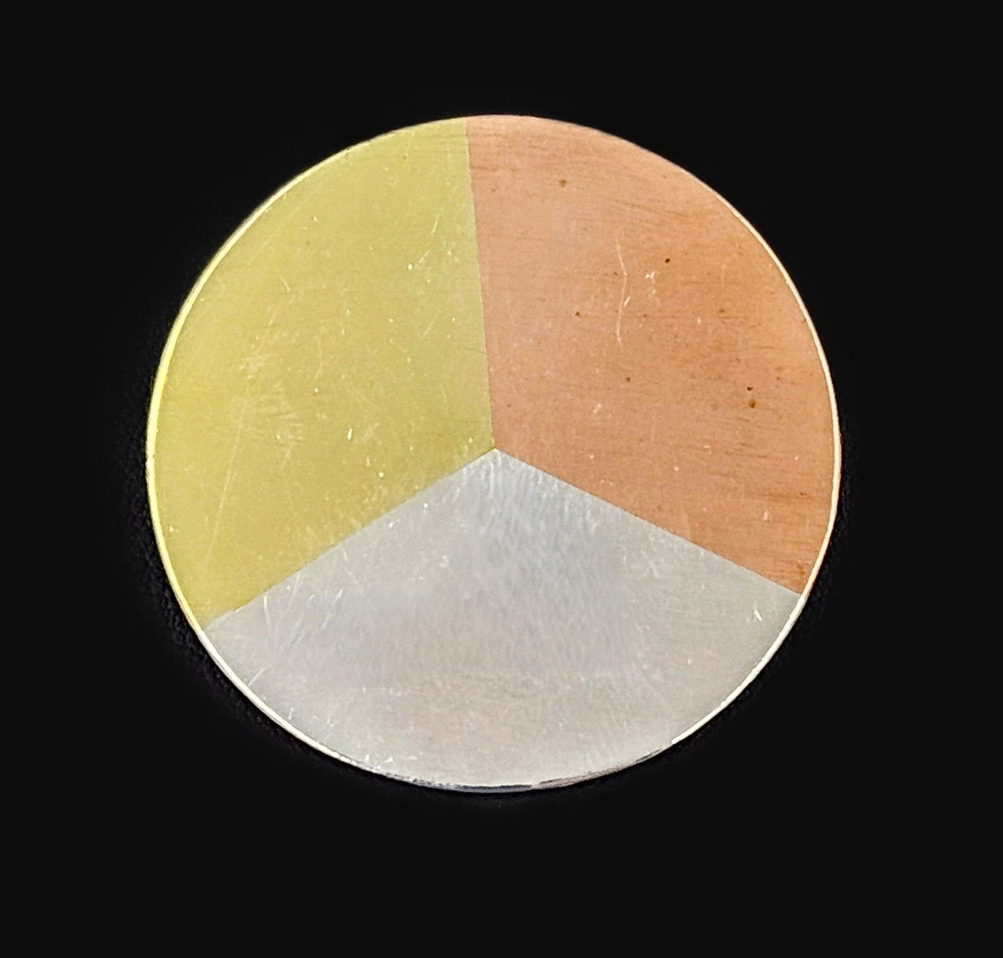 Betty Cooke Jewelry RARE Betty Cooke Sterling Copper Brass Modernist Circle Brooch Circa 1950s