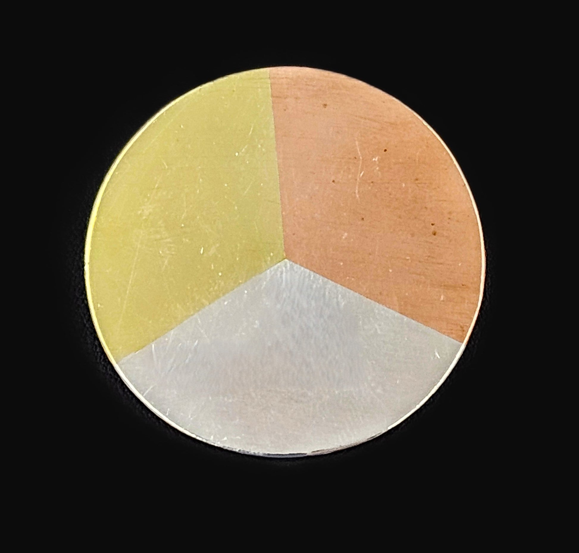 Betty Cooke Jewelry RARE Betty Cooke Sterling Copper Brass Modernist Circle Brooch Circa 1950s